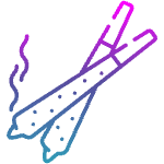 Two joints, lit and emitting smoke, with a purple-to-blue gradient.