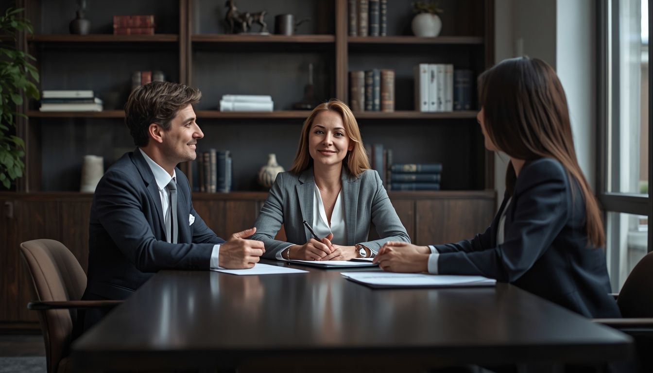 Estate planning attorney meeting with clients