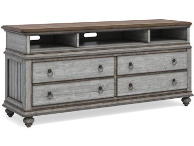 A dresser with drawers and a wooden top on a white background.