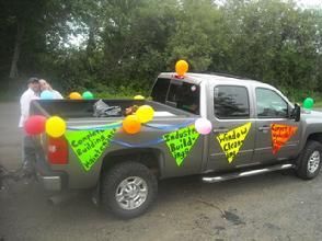 A Gray Truck Full Of Balloons And Signages – Aberdeen, WA – A-1 Performance Inc.