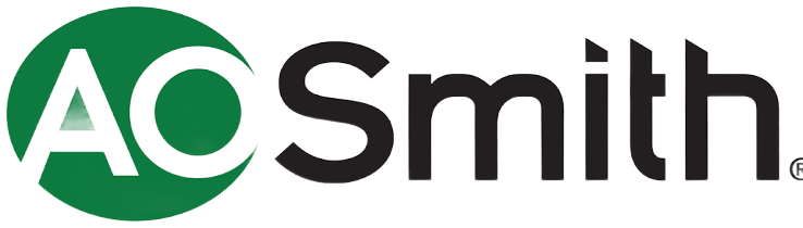 A.O. Smith logo with green circle and white letters beside black text