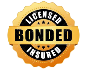 Gold and black “Licensed Bonded Insured” badge seal icon