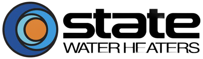 State Water Heaters logo with blue and orange circular icon and black text