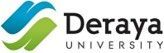 The logo for deraya university is blue and green.