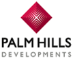 The logo for palm hills developments is a red diamond.