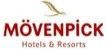 The logo for mövenpick hotels and resorts has a bird on it.