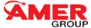 The logo for the amer group is red and black on a white background.
