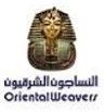 The logo for oriental weaver shows a statue of a pharaoh.