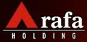 The logo for Arafa holding has a red triangle and white letters.