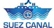 The logo for suez canal shows a boat in the water.