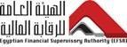 The logo for the egyptian financial supervisory authority is a red triangle with arabic writing on it.