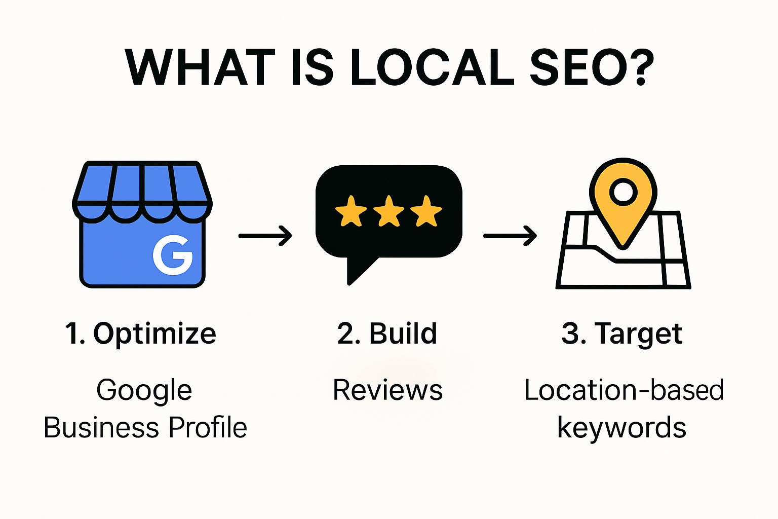 A diagram of what is local seo and how it works.