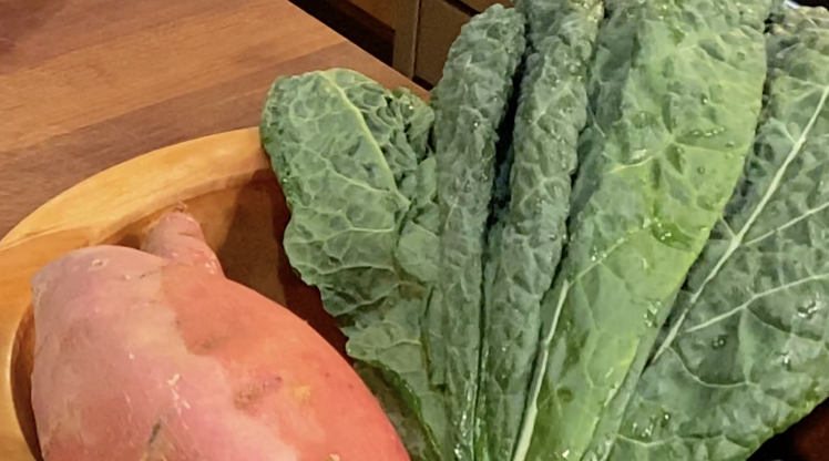 Fresh Sweet Potatoes and Kale