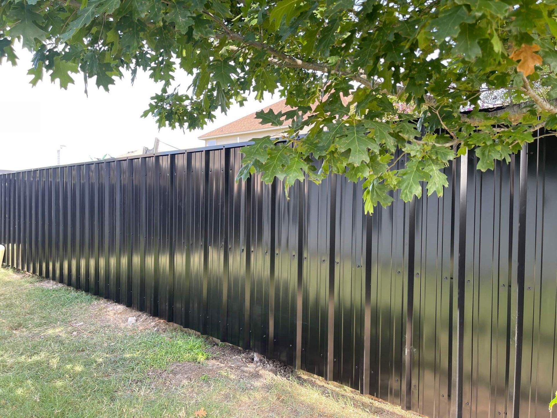 A Black Fence with A Tree in The Background