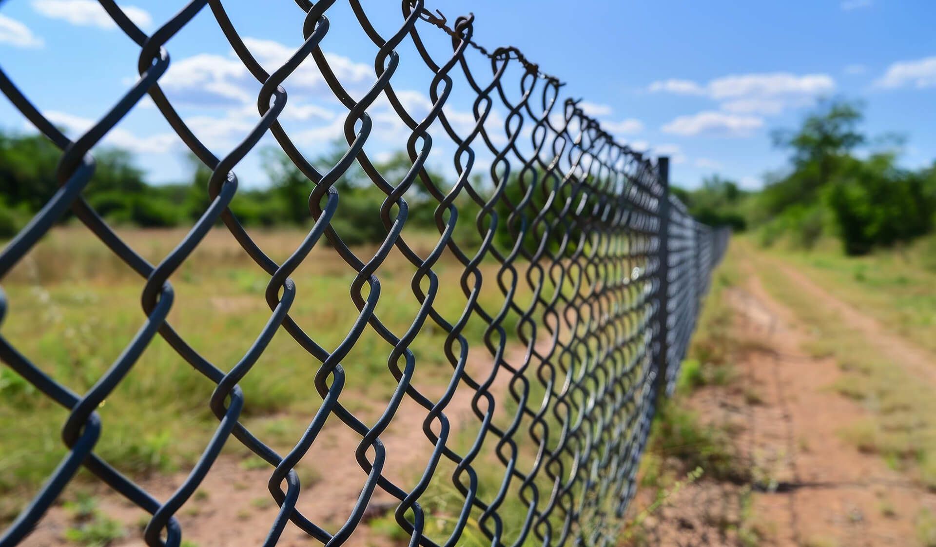 Chain Link Fence in A Field