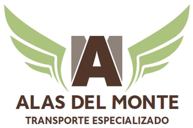 A logo for alas del monte transporte especializado