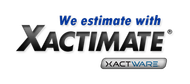 Logo reading “We estimate with Xactimate” and Xactware in blue and gray.