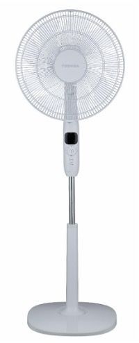 A white pedestal fan on a white background.