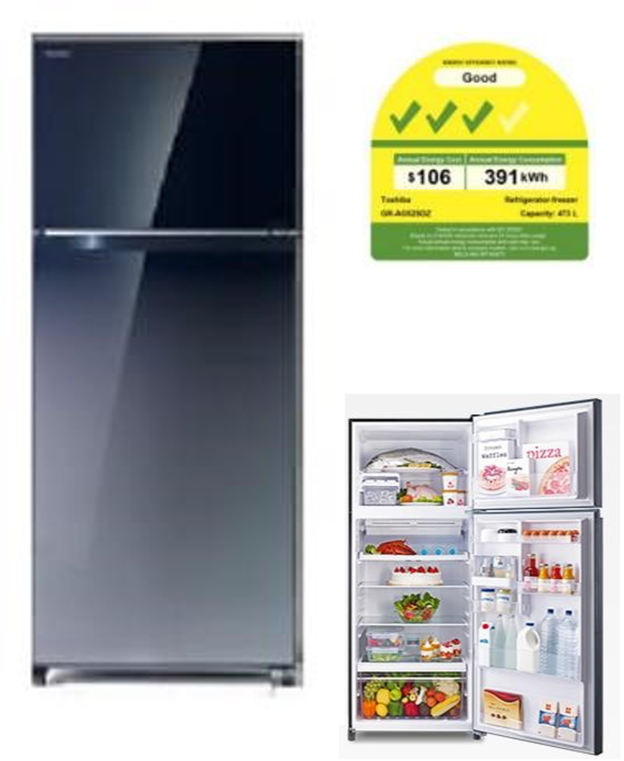 A picture of a refrigerator with the door open.