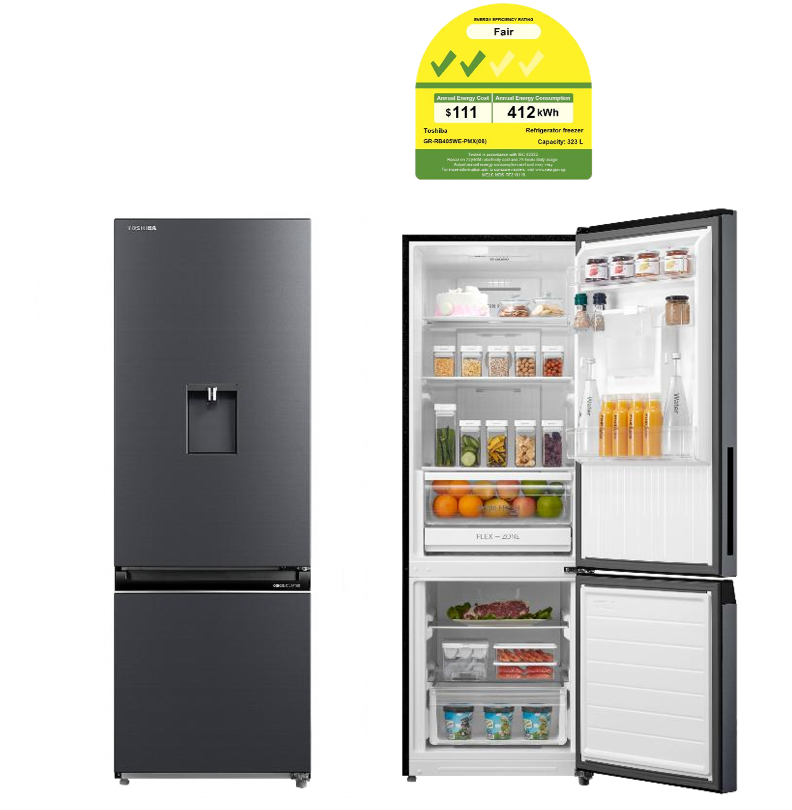 A picture of a refrigerator with the door open