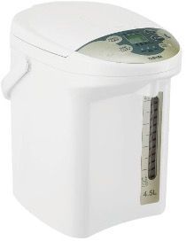 A white plastic bucket with a handle on a white background.