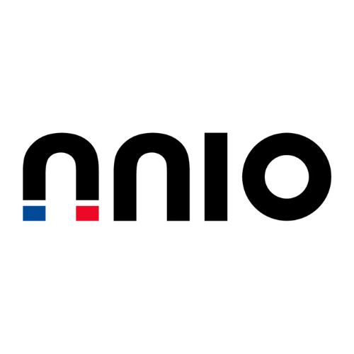 A black and red logo on a white background.