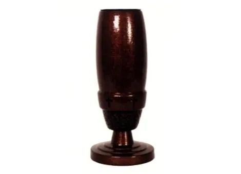 Dark wooden decorative vase on a round base