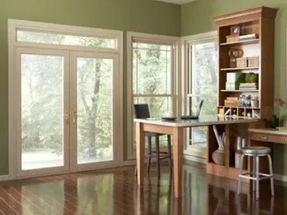 Swinging patio doors in the kitchen