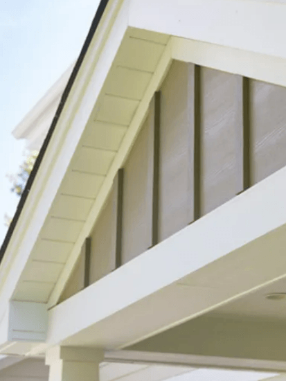 Vertical siding near the roof