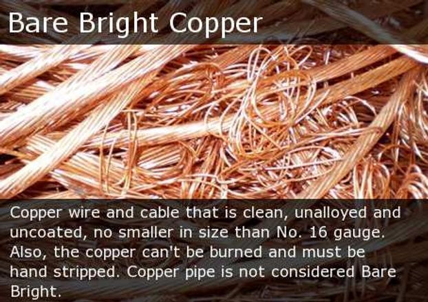 Bare bright copper wire and cable in shiny orange-brown coils with white text overlay