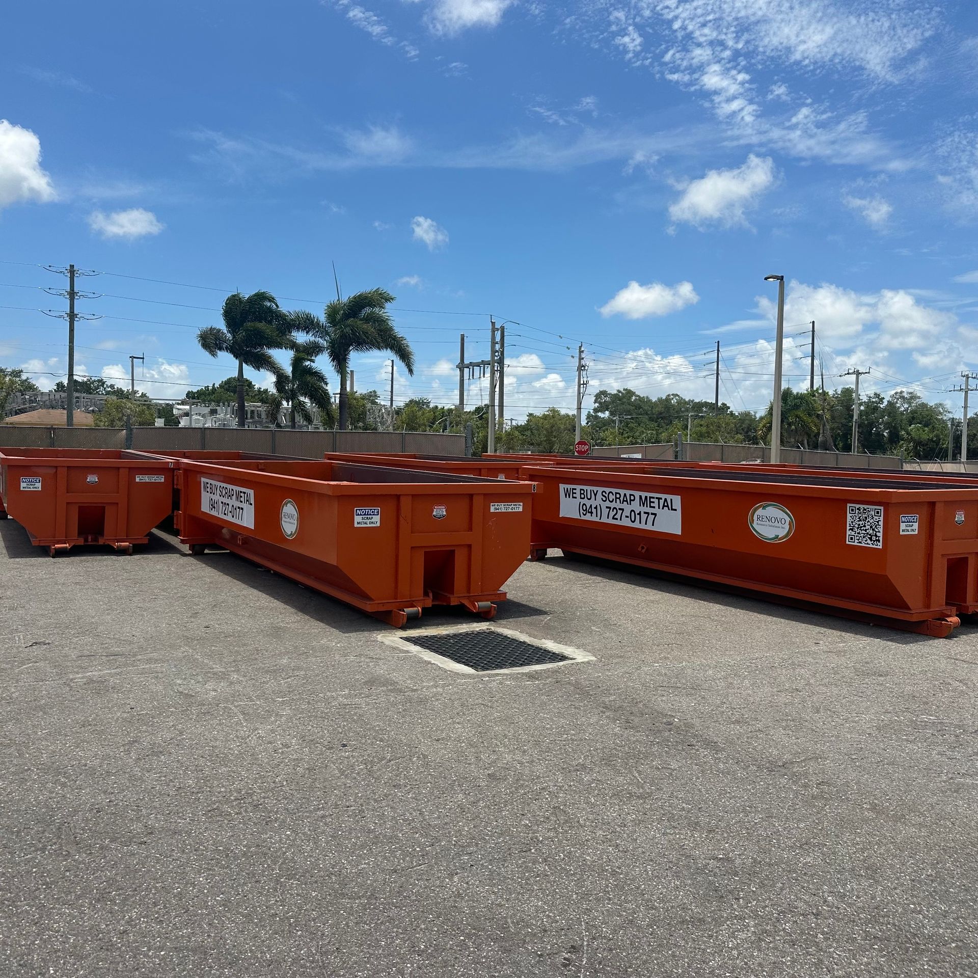 Red dumpster with 