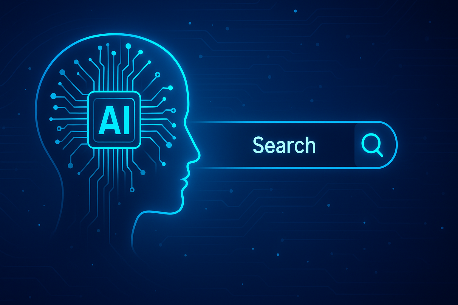 A silhouette of a human head with a search bar coming out of it.