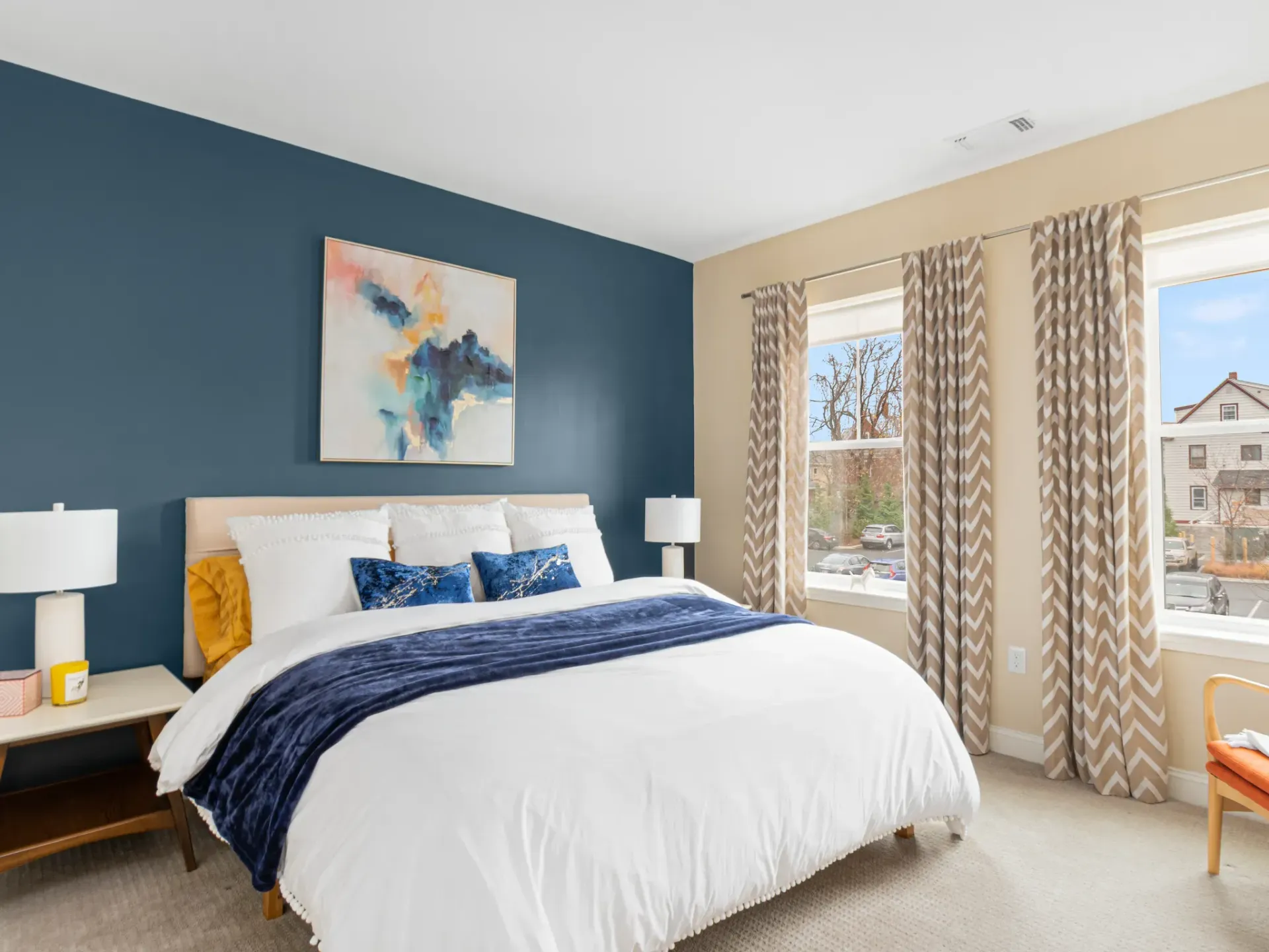 Apartment bedroom with furnitures at Wellington Parkside.