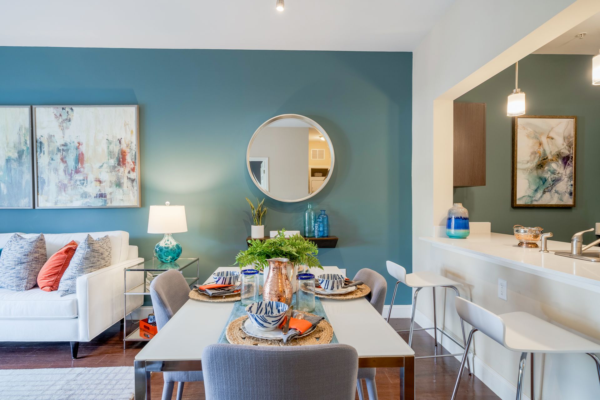 Living room and dining area at Wellington Parkside.