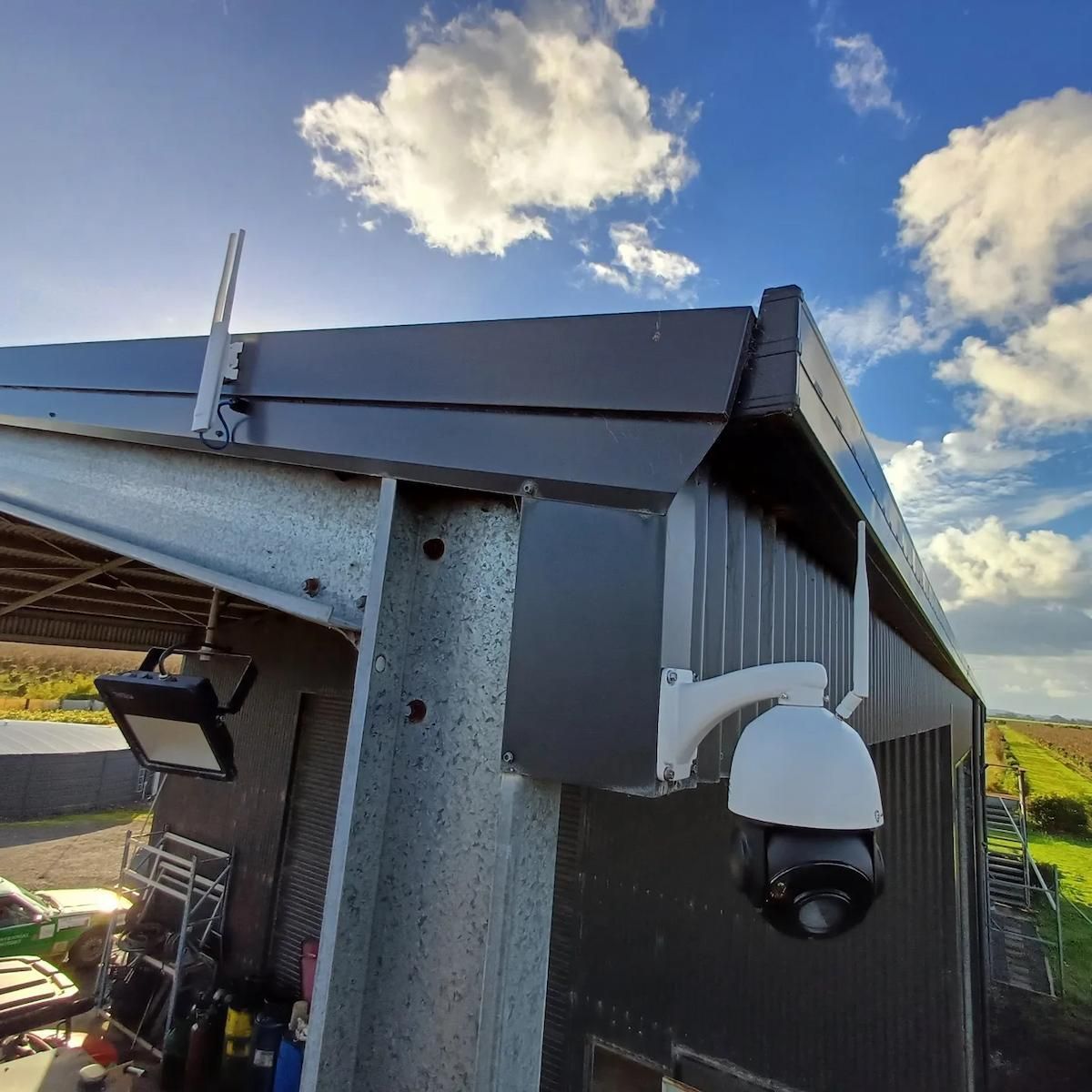 Security Camera Mounted on A Metal Building — Green Valley Electrical in Alstonville, NSW