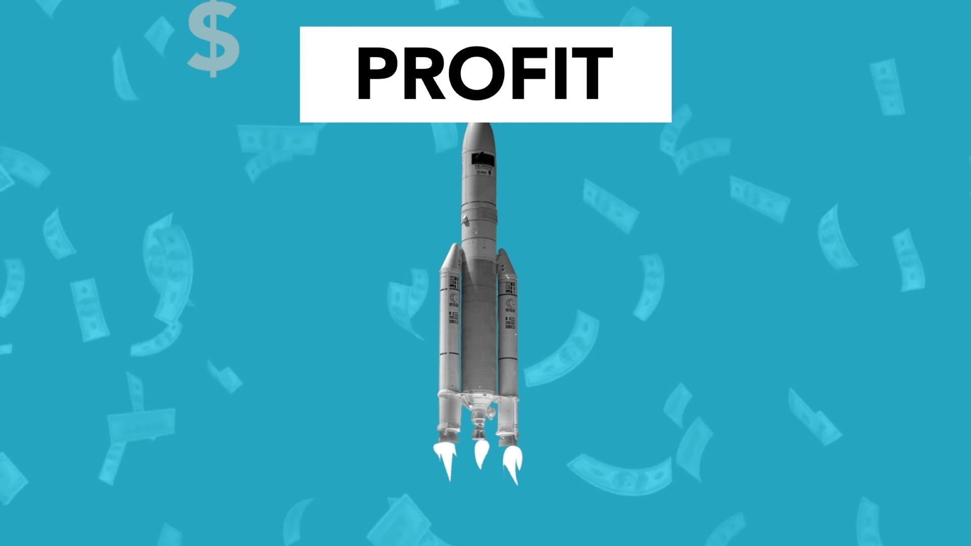 Rocket launching under a bold 