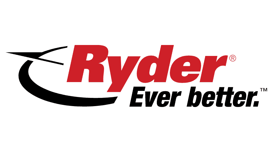 The ryder ever better logo is red and black on a white background.