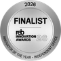 Silver finalist medal logo reading “2026 Finalist” and “reb Innovation Awards 26,” with “Innovator of the Year – Independent Office.”