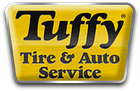 Tuffy Tire & Auto Service logo on a yellow sign