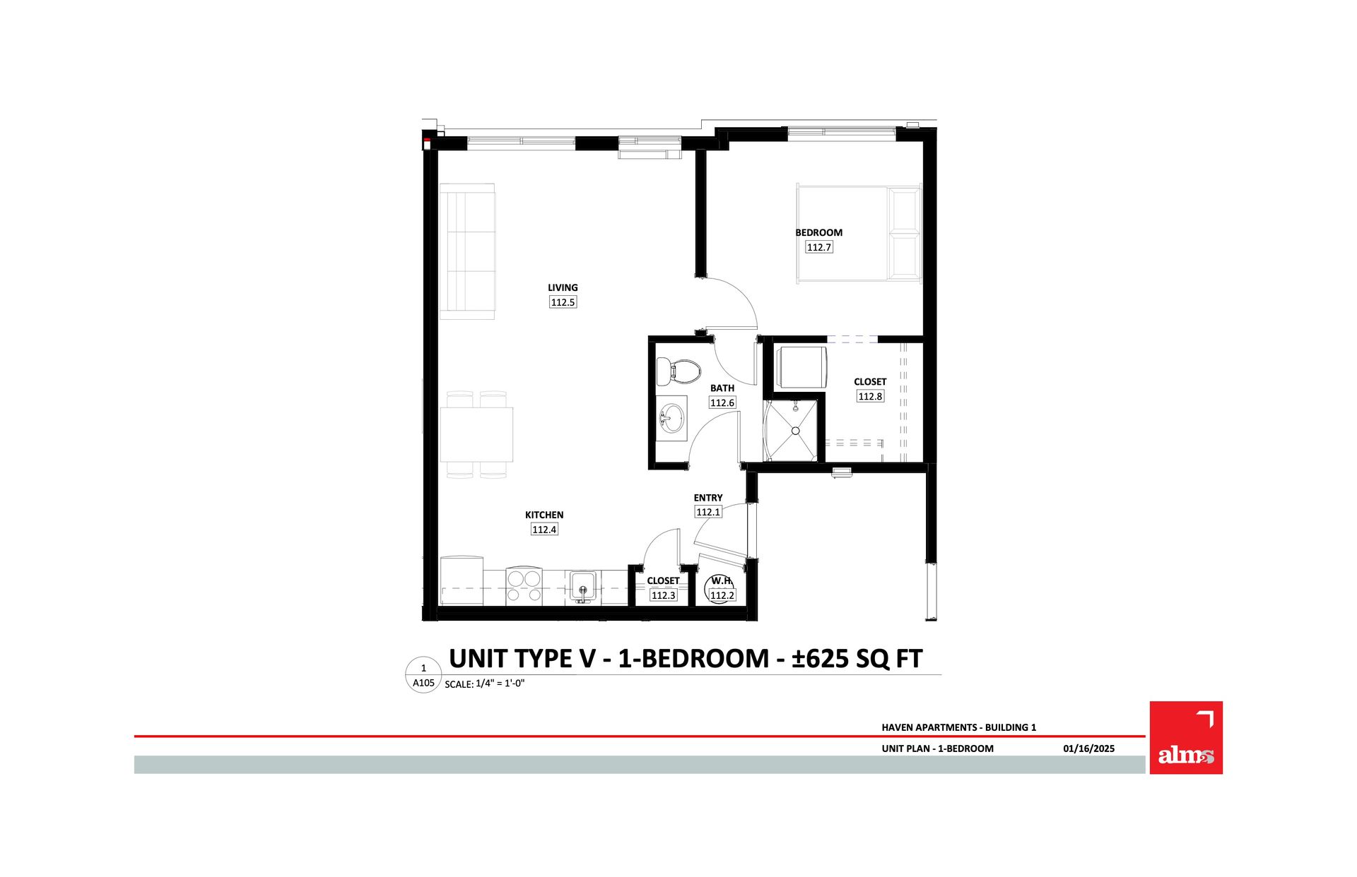 A 625 sq ft 1-bedroom apartment from the Haven Apartment complex in Fort Collins. These apartments are managed by CP4L.