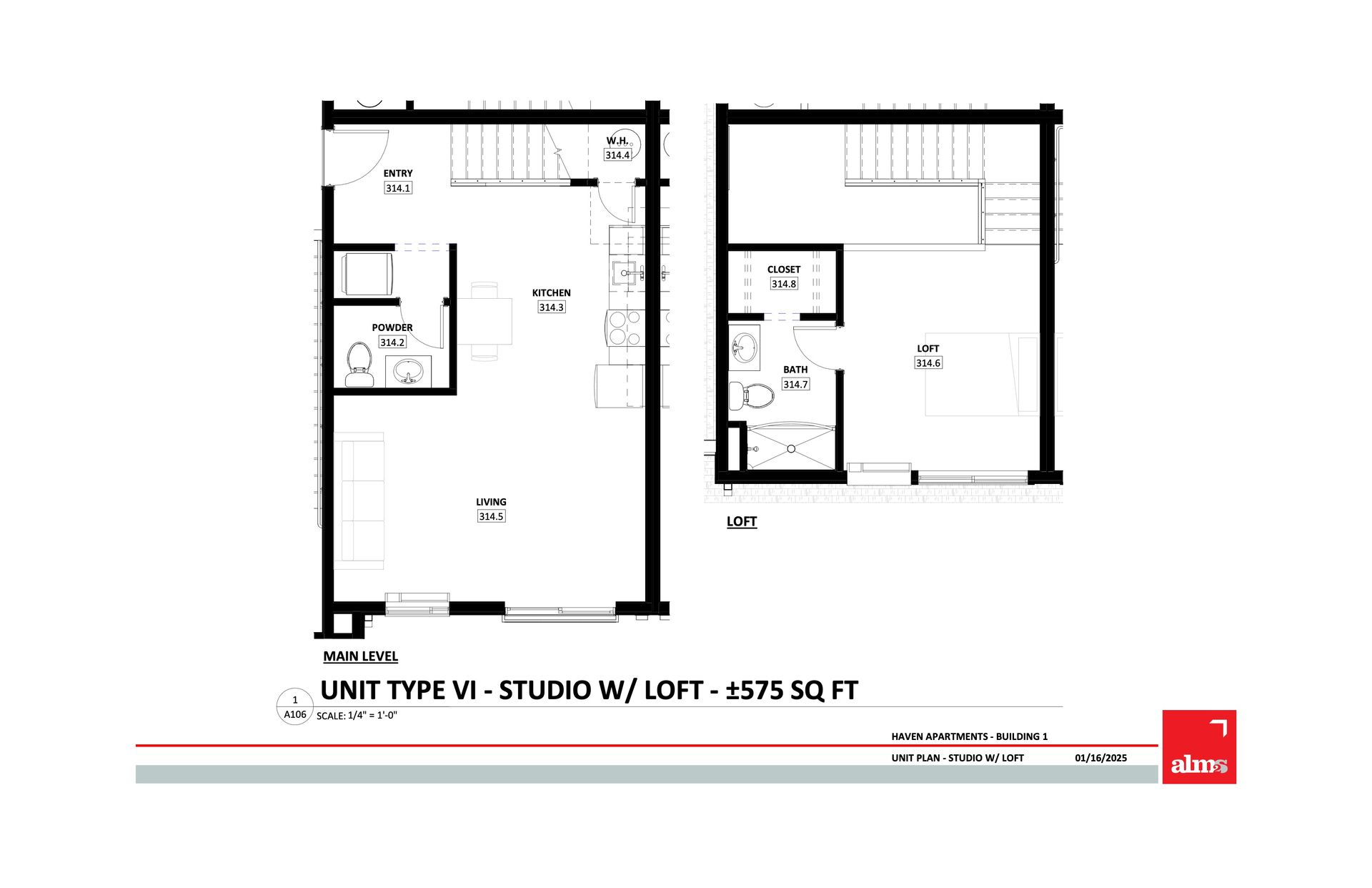 A studio unit with a loft at Haven apartments in Fort Collins, near CSU and Old Town.