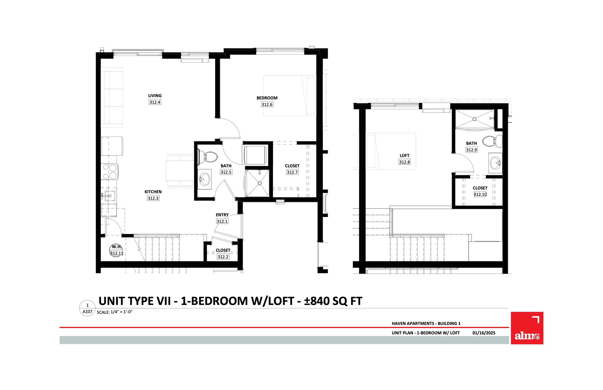 1-bedroom apartment with a loft at Haven apartments managed by CP4L in Fort Collins, Colorado.