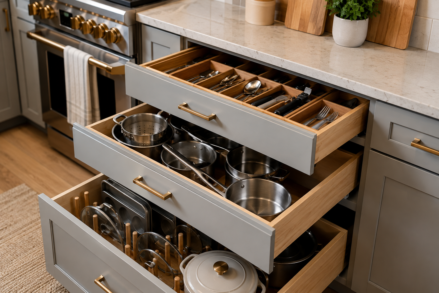 kitchen cabinet drawers for space optimization