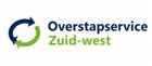 Overstapservice Zuid-west logo met blauwe en groene cirkelvormige pijlen en tekst in blauw en groen