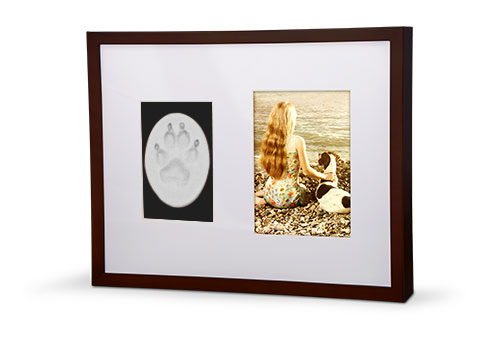Wall Frame Photo Paw Print Urn - Mahogany