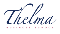 Logo de Thelma Business School : « Thelma » en écriture cursive au-dessus du texte « BUSINESS SCHOOL »