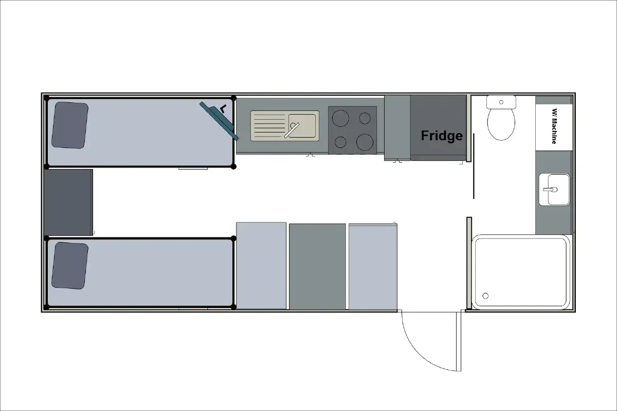Safari Caravans | Oasis 176 Rear Door Floorplan