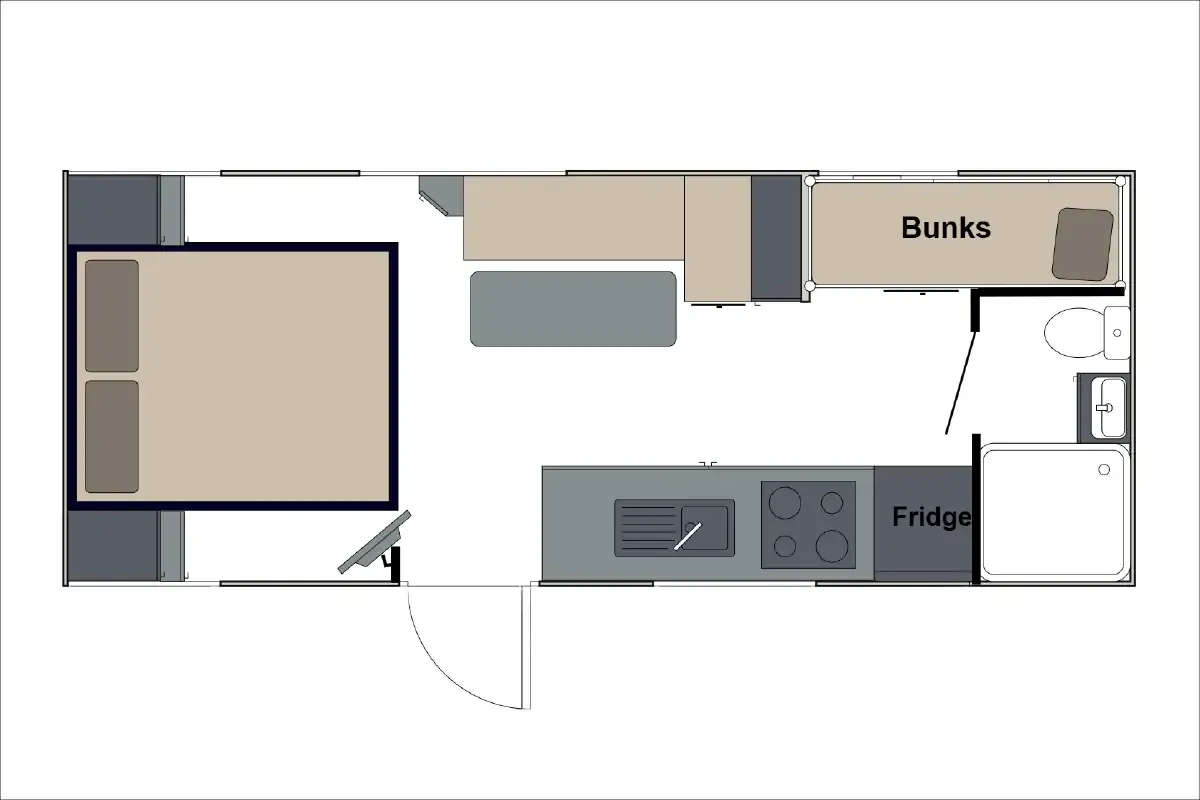 Safari Caravans | Tuff Roader 198 Bunk Floorplan