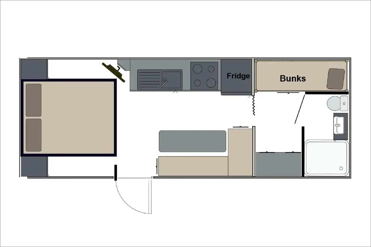 Safari Caravans | Tuff Roader 216 Bunk Floorplan
