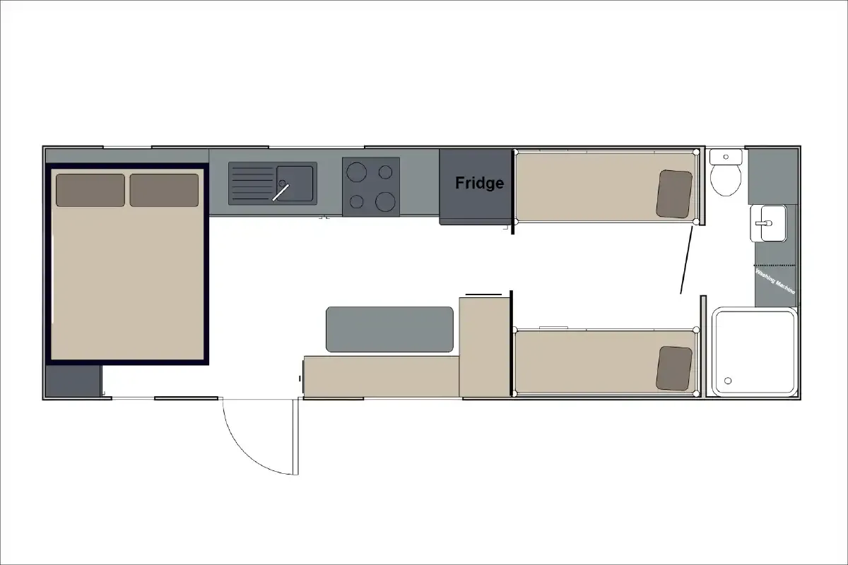 Safari Caravans | Tuff Roader 228 Bunk Floorplan